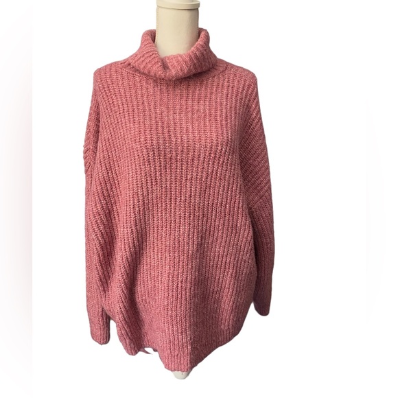 Old Navy pink dusk sweater with cowlneck, size large, polyester/nylon/wool - Picture 2 of 13